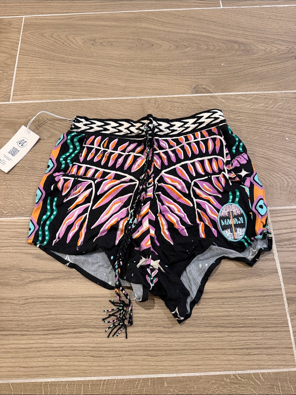 Maaji Black Multicolor Athletic Drawstring Shorts